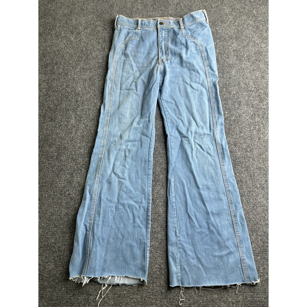 Womens 70s Britannia Light Wash Bell Bottom Flare Jeans Hong Kong, Size 33L